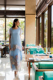 Aquamarine silk-organza dress kaftan is designed to create true feminine sophistication. Comes with inner dress.