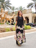 Dress Kaftan which shows the confidence and femininity with an artistic touch. Its made from silk organza combined with beautiful brocade material. Complement the maxi length.