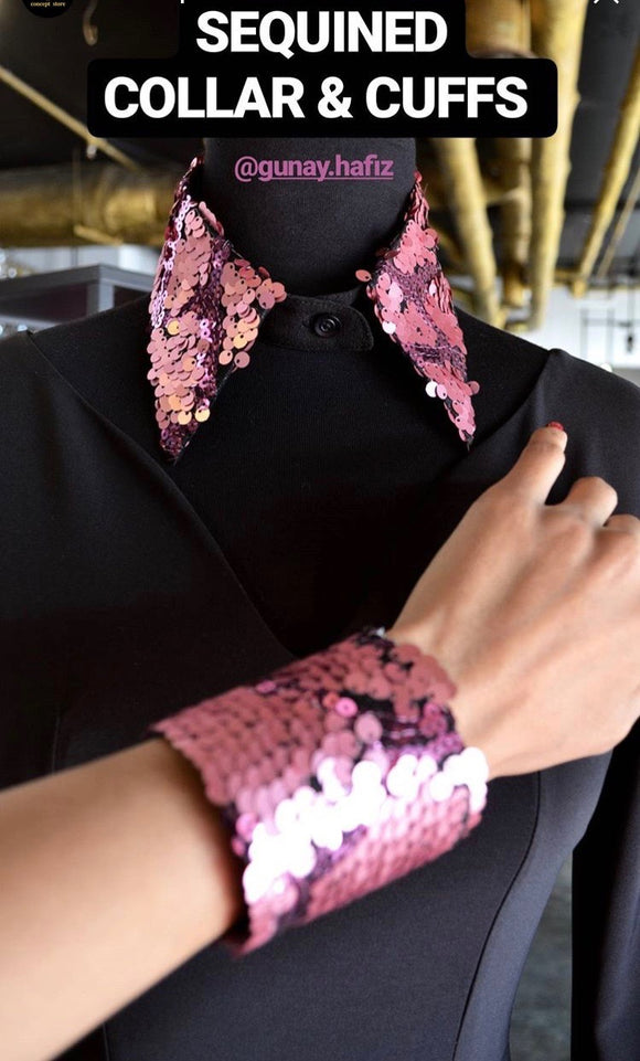 Sequinned collar and cuffs