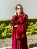 Velvet Abaya in Maroon