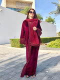 Velvet Abaya in Maroon