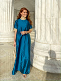 Designed with an embellished-sequin neckline and sleeves, having an A-line silhouette. Comes with separate belt. 
