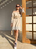 Linen Dress with Lace