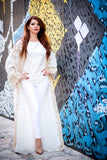 Embroidered linen abaya. Lined